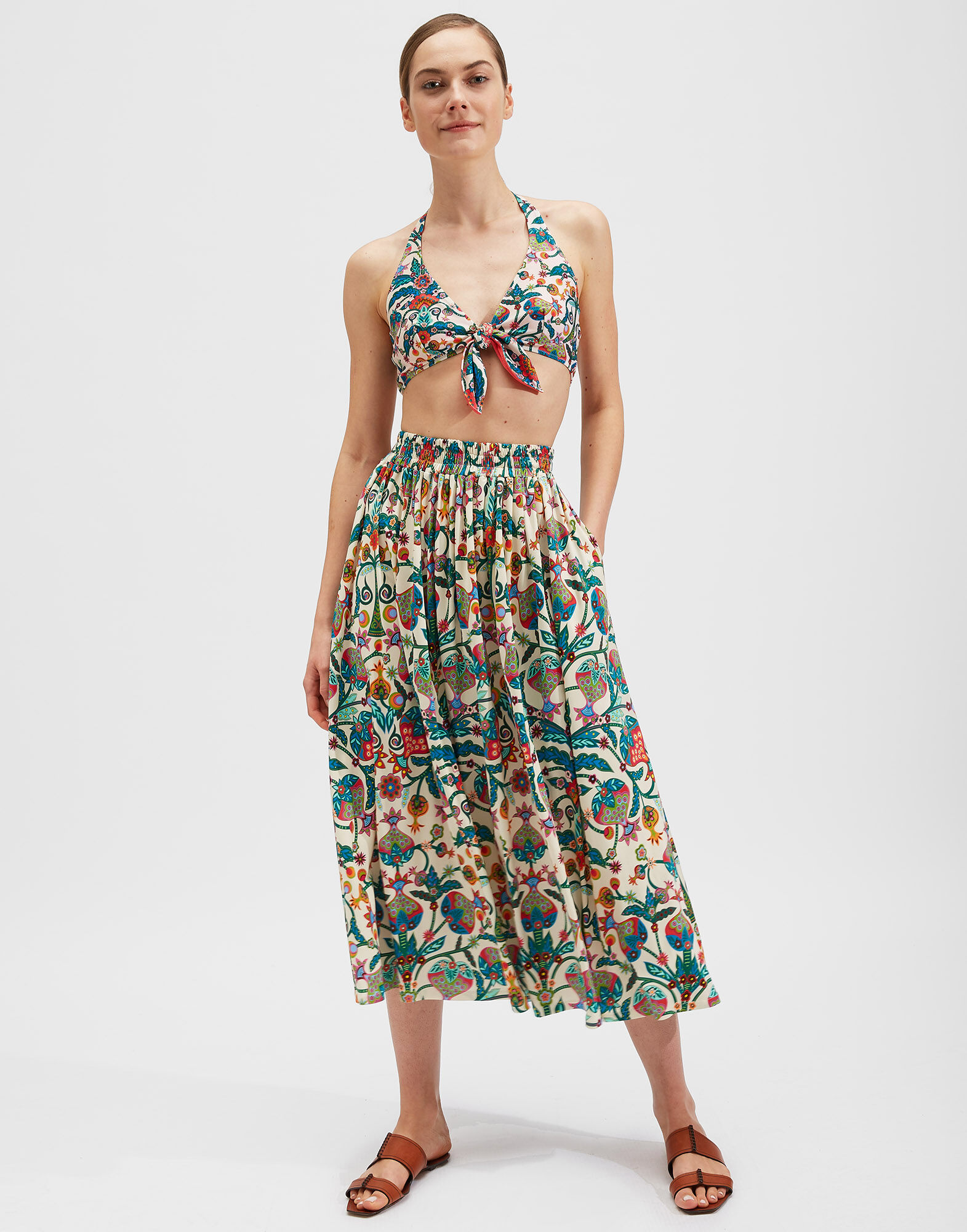 LaDoubleJ Bow Bikini Top Tree Of Life Bianco SWI0023LYC001TFL0003