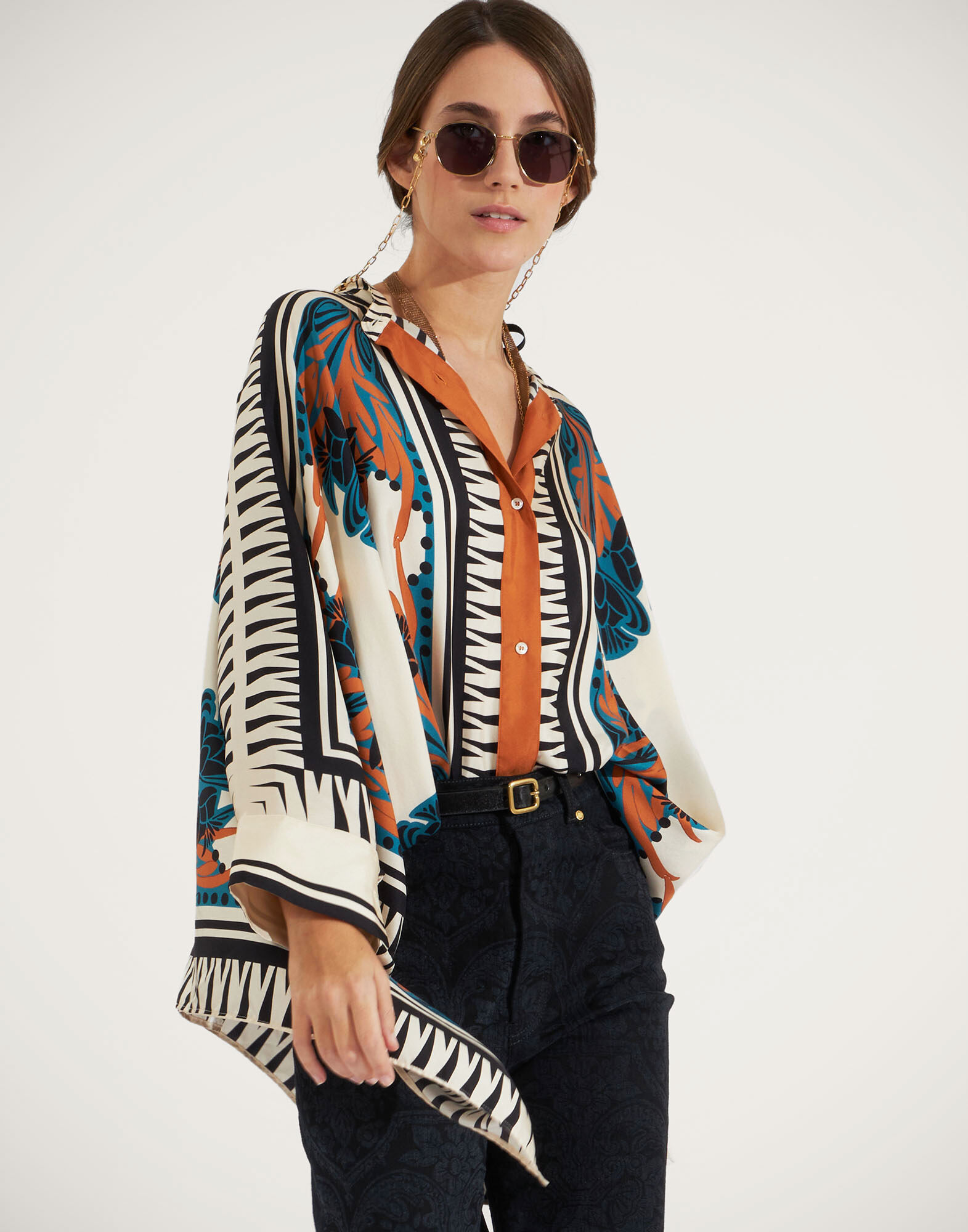 La DoubleJ Foulard Shirt Florence Plac&eacute;e SHI0059SIL006FLO0002