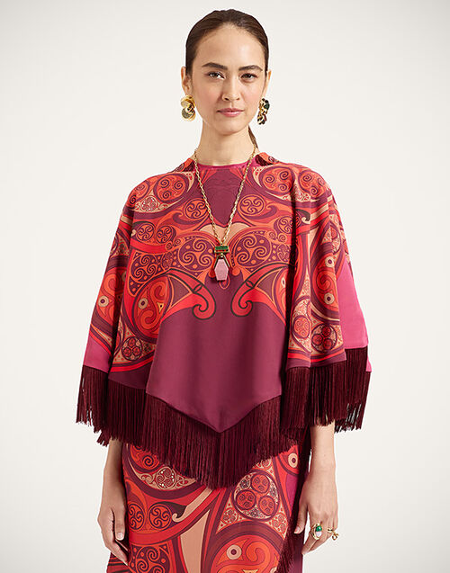La DoubleJ Mini Poncho Alchemy Plac&eacute;e Dark Red SCA0077VIS036ALC03RE40
