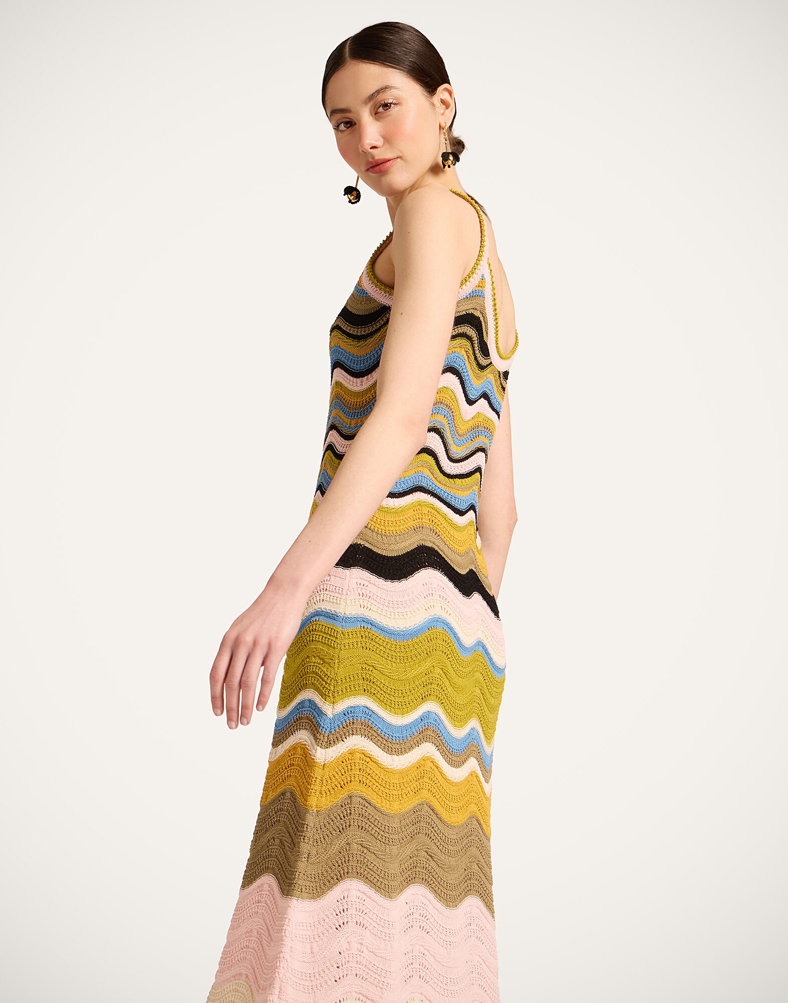La DoubleJ Chevron Sundress Multicolor Geen &  Pink DRE0916KNI158VA499PI01