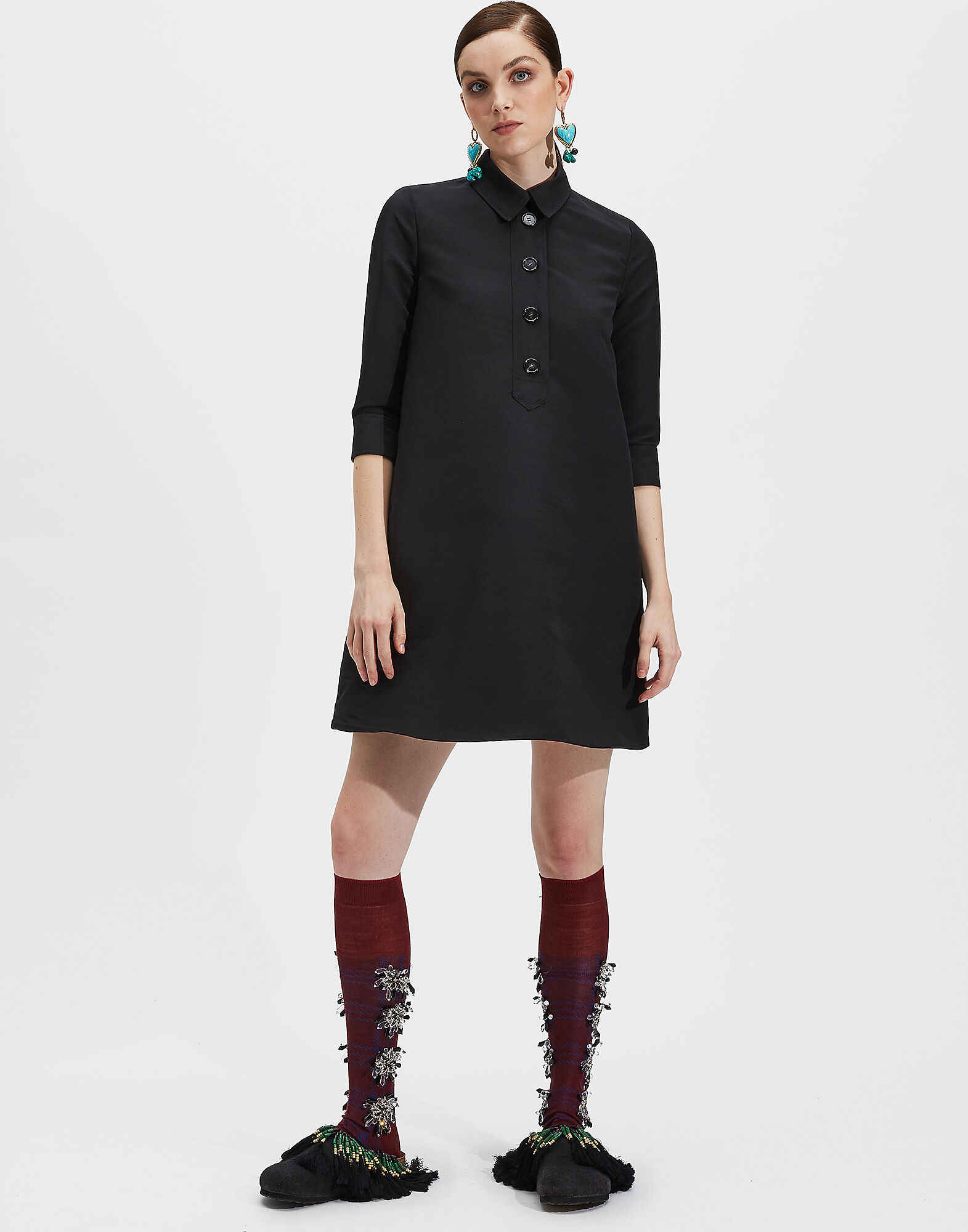 LaDoubleJ Short Artemis Dress Solid Black DRE0180CAD001BLA0001