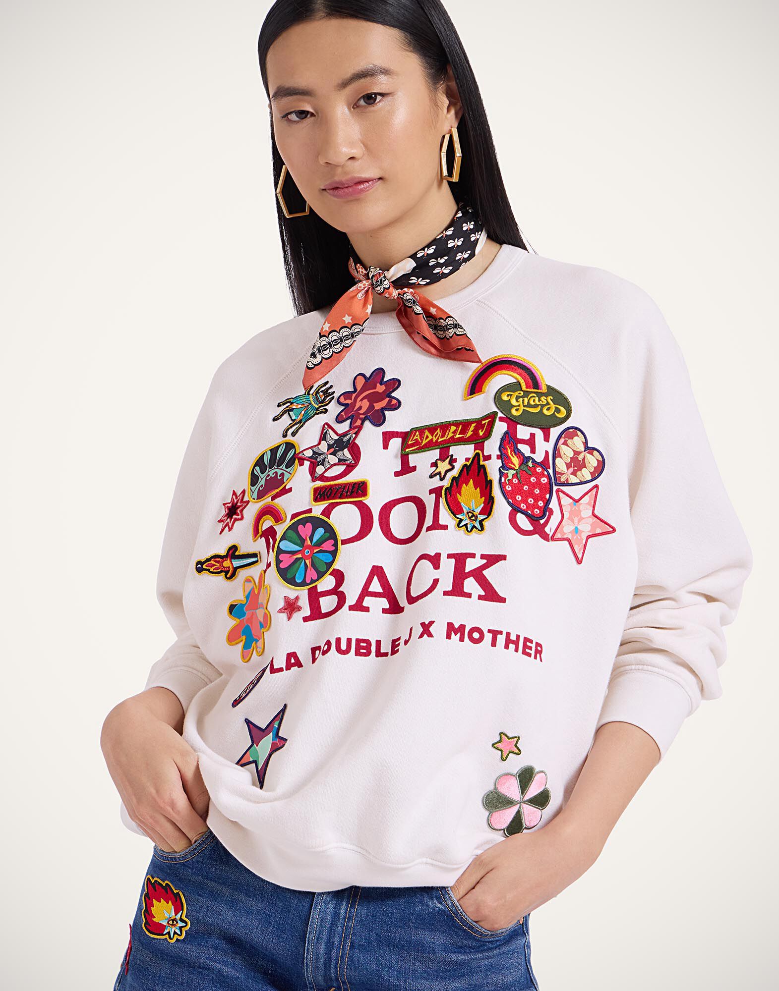 早割 リフト券 Patch in Sweatshirt Concert Biggie The It Women for White Up トップス