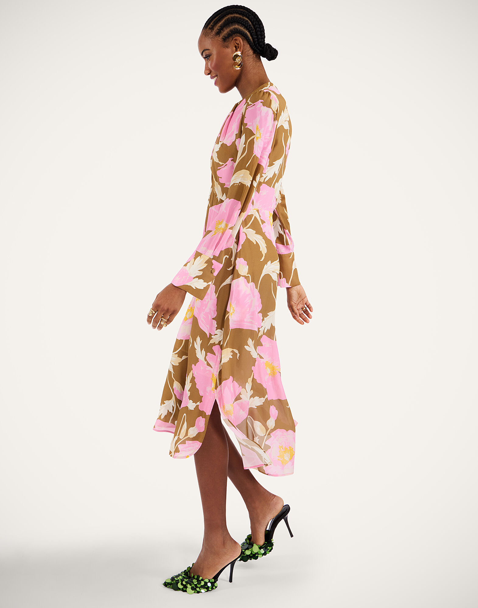 La DoubleJ Eve Midi Dress Sylph Khaki DRE0808VIS019SYL01GR07