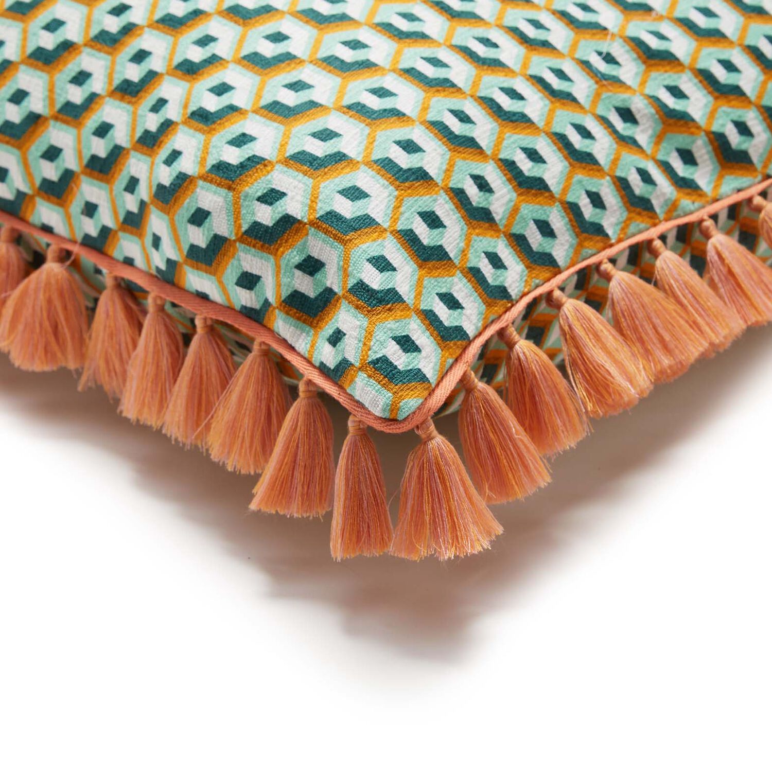  La Doublej Ldj Homeware Archive Women - Cushion With Fringes (50x50) Cubi Verde One Size 90% Cotton 8% Polyester 2% Elastane 