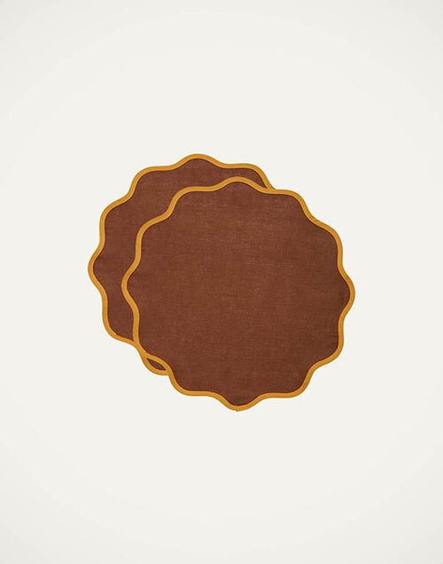 La DoubleJ Cloud Placemat Set Of 2 La DoubleJ Cloud Placemat Set Of 2 Rainbow Chocolate TBM0003LIN006RAI0034