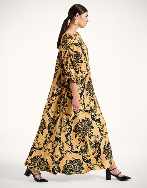 La DoubleJ Muumuu Dress Round Neck Cherubs Gold DRE0370SIL001CRB01YE05