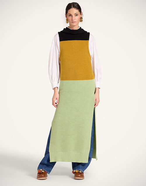 La DoubleJ Hoody Dress Color Block Black, Yellow & Green DRE0992KNI178VA420GR02