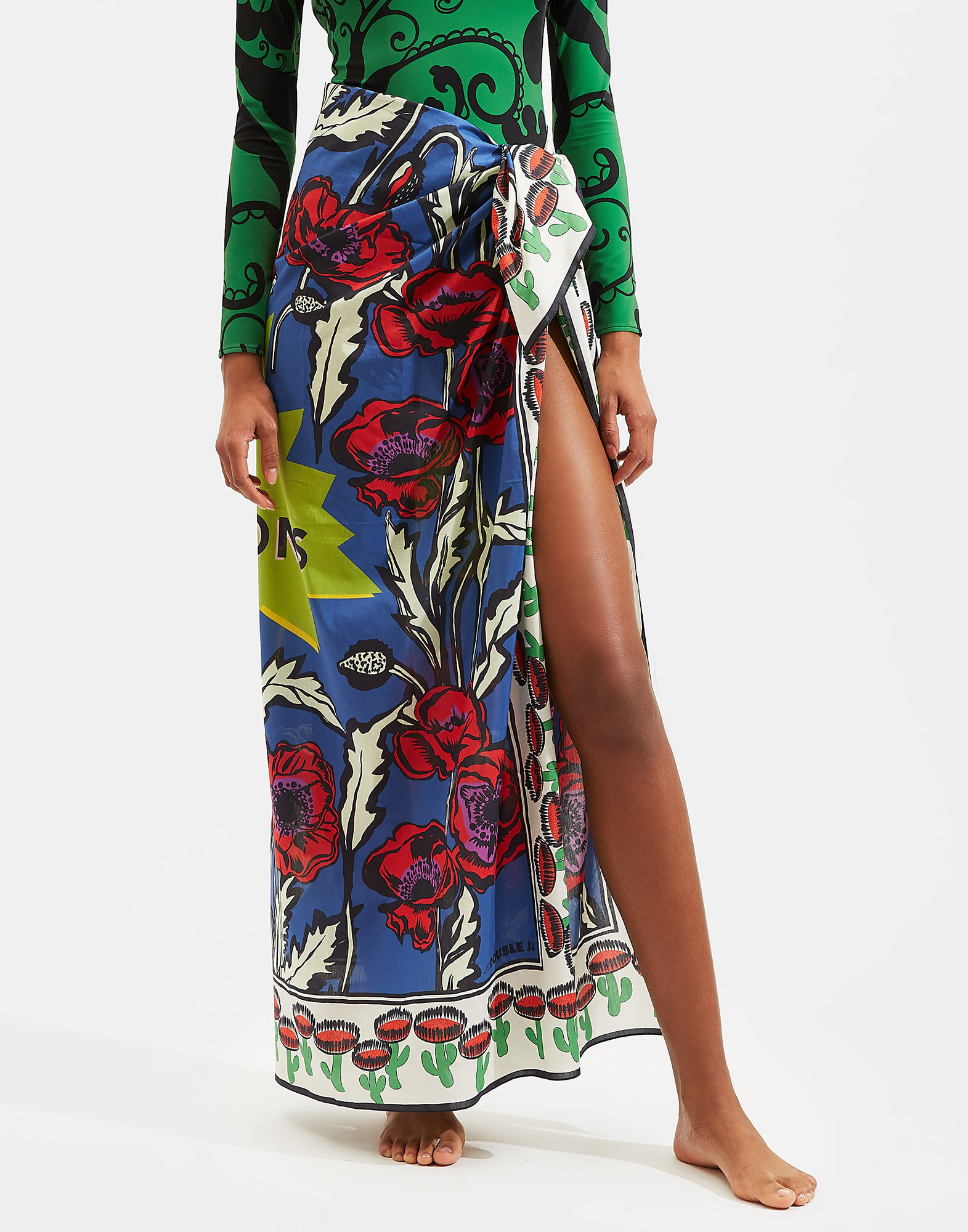 LaDoubleJ Square Scarf (135X135) Big Blooms SCA0006COS001PFI0001