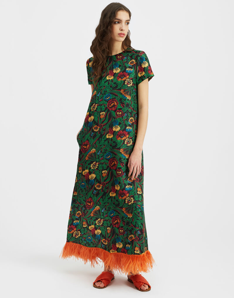 Swing Dress With Feathers In Night Garden For Women La Doublej
