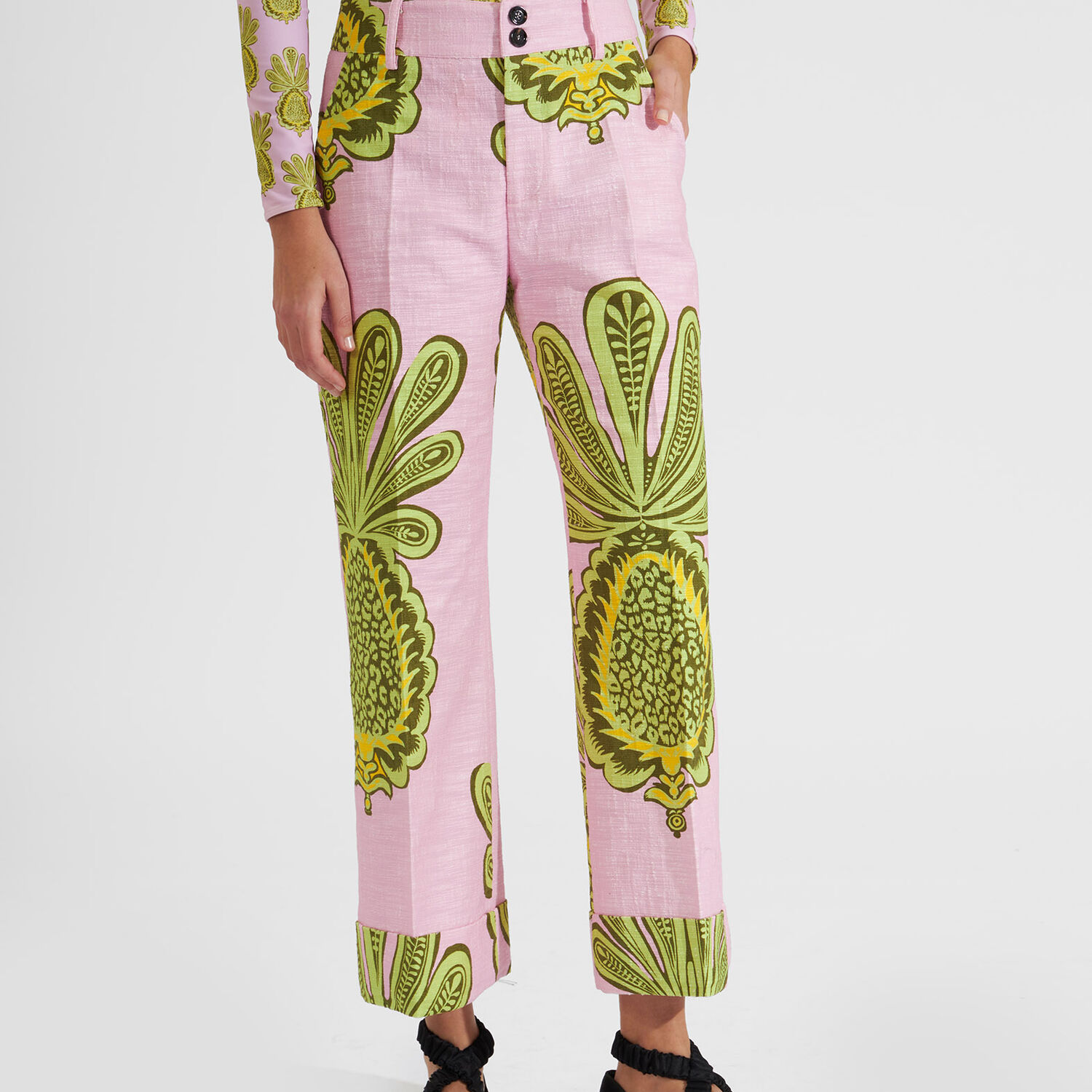 La Doublej Hendrix Pants In Big Pineapple Pink