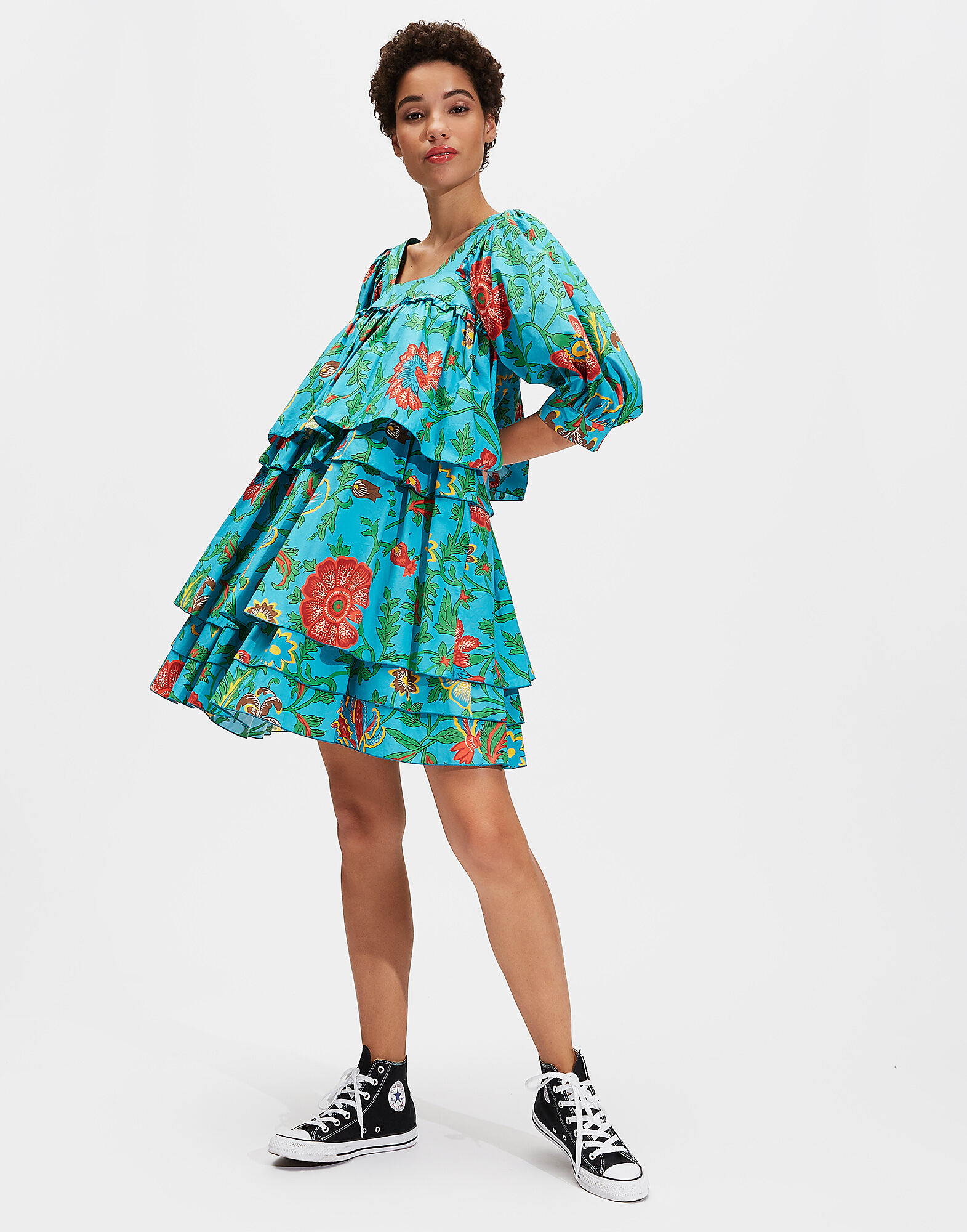 LaDoubleJ Big Mama Dress Dragon Flower Turchese DRE0049COT001DRA0005