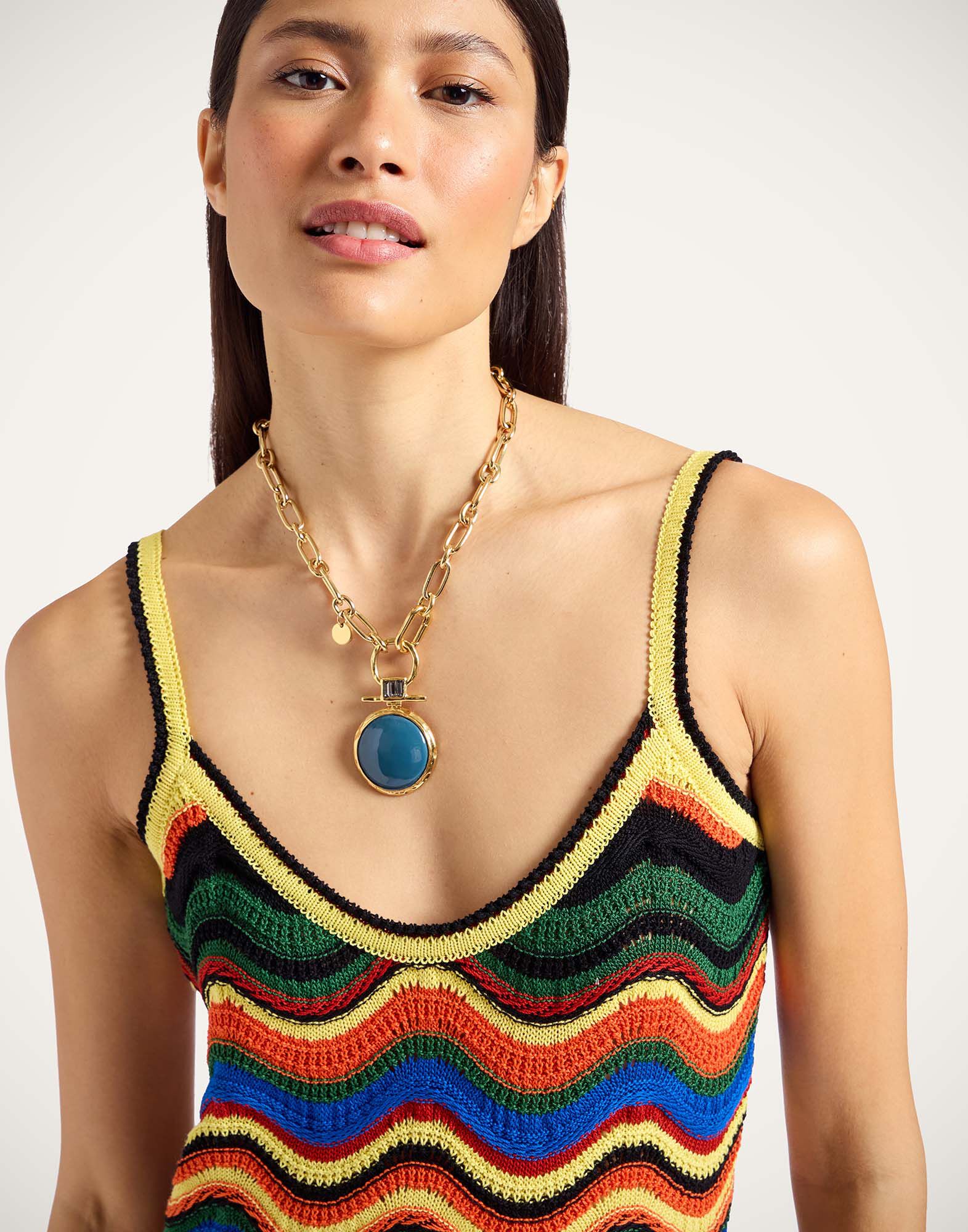 La DoubleJ Chevron Sundress Multicolor Lilac & Blue DRE0916KNI158VA368PU02