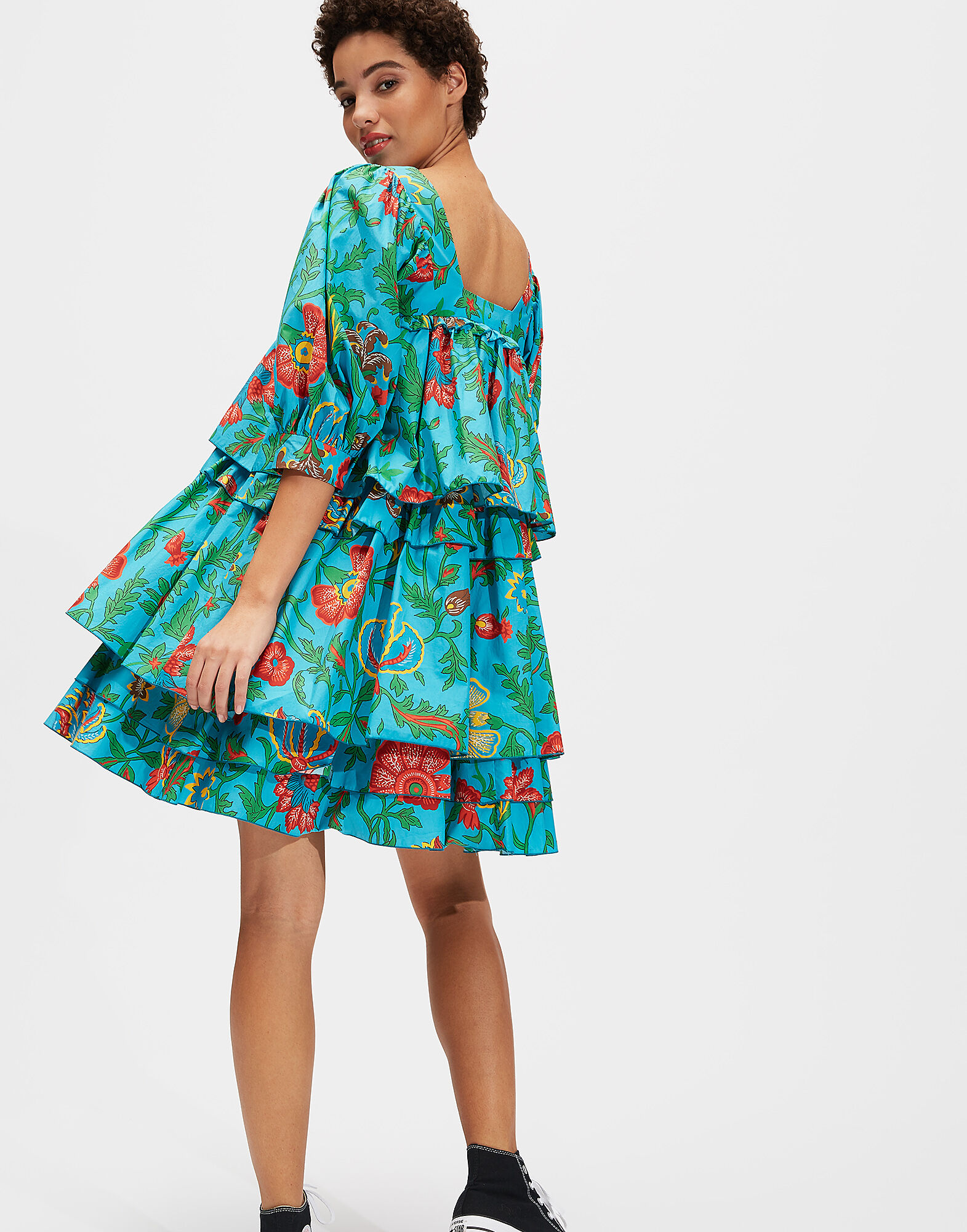 LaDoubleJ Big Mama Dress Dragon Flower Turchese DRE0049COT001DRA0005