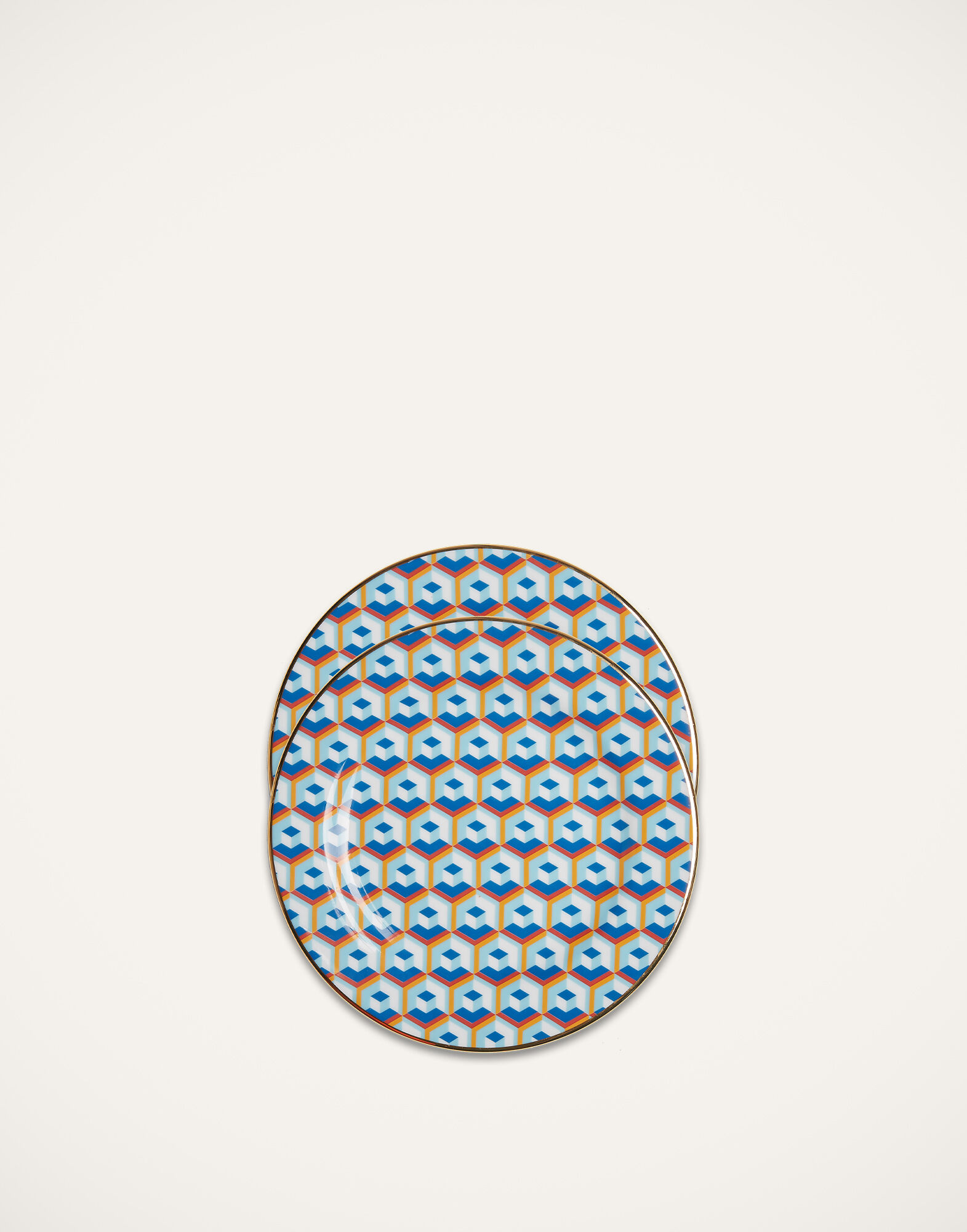 La DoubleJ Dessert Plate Set of 2 Cubi Blu DIS0048CER001CUB0004