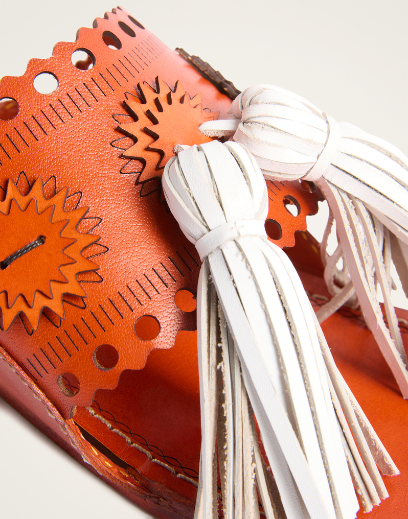 La DoubleJ Sandy Slides La DoubleJ Sandy Slides Solid Orange SHO0110LEA014SOLIDOR02