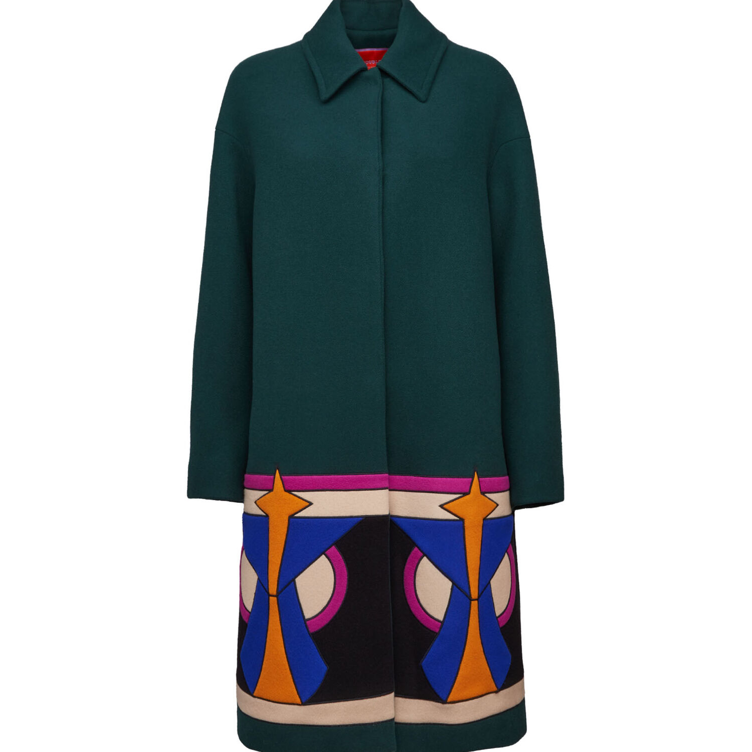 Shop La Doublej Boxy Coat Intarsia In Dark Green