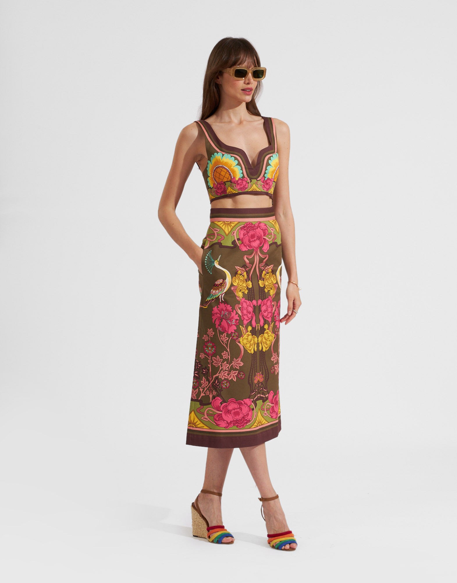 La DoubleJ Baia Skirt Taormina Plac&eacute;e Fango SKI0081COT037LRT01BR12