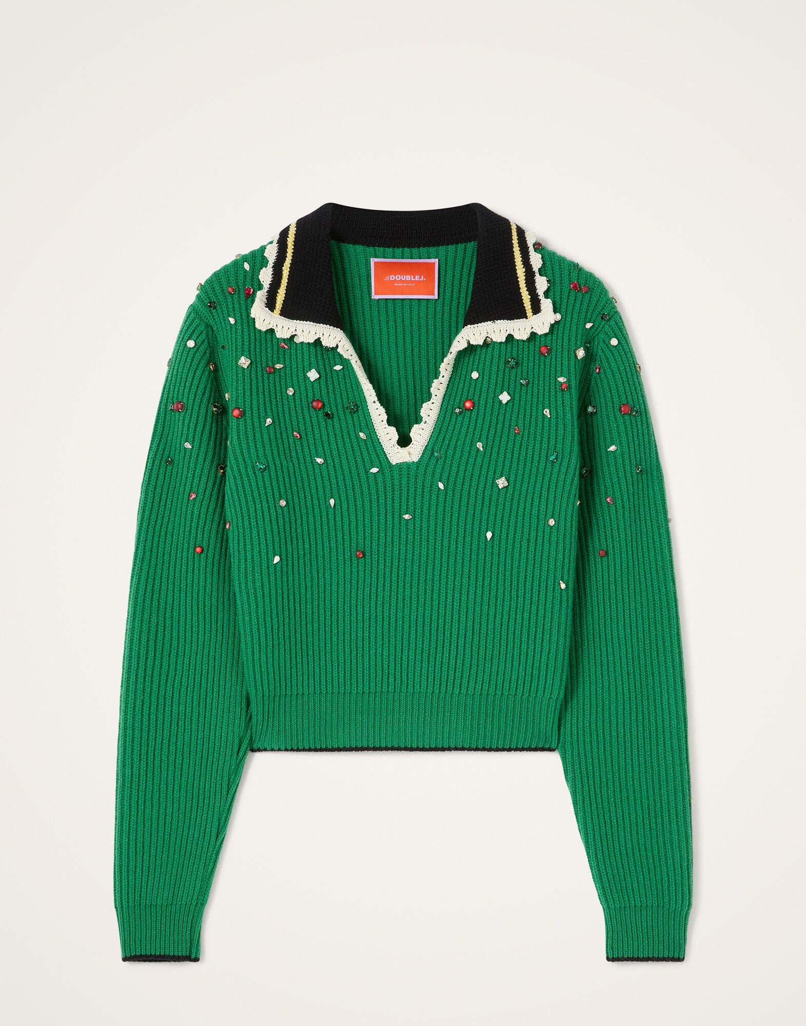 La DoubleJ Picket High Sweater Solid Green PUL0407KNI037SOLIDGR02