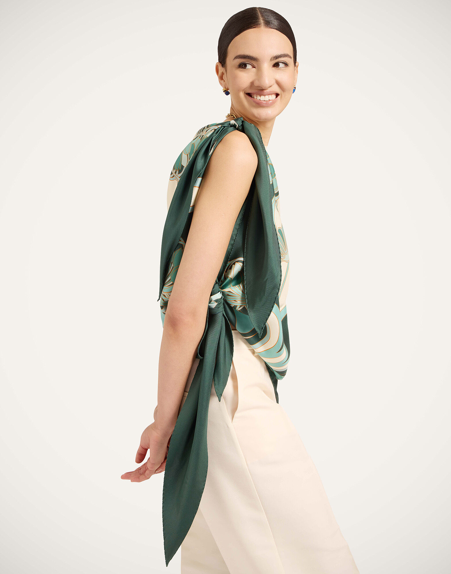 La DoubleJ Full-On Foulard Blooming Tulip Plac&eacute;e Mint SCA0096SIL029BTU01GR11