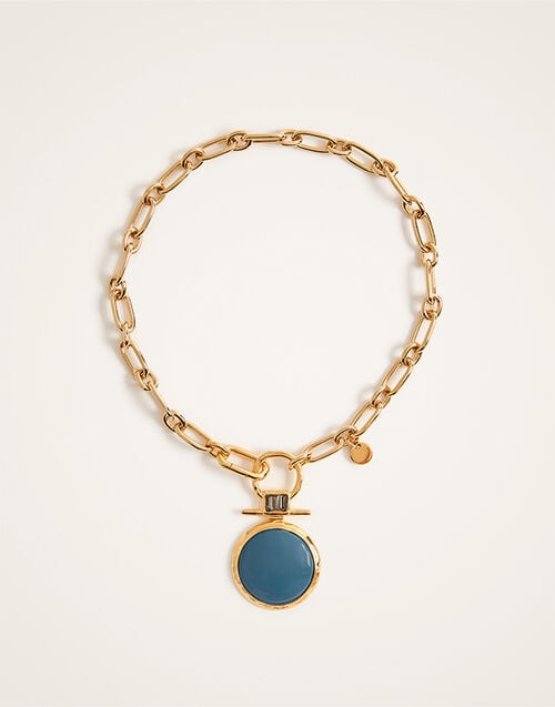 La DoubleJ Shen Loop Necklace La DoubleJ Shen Loop Necklace 24k Gold Plate & Blue Enamel NEC0024BRA003SOLIDBU03