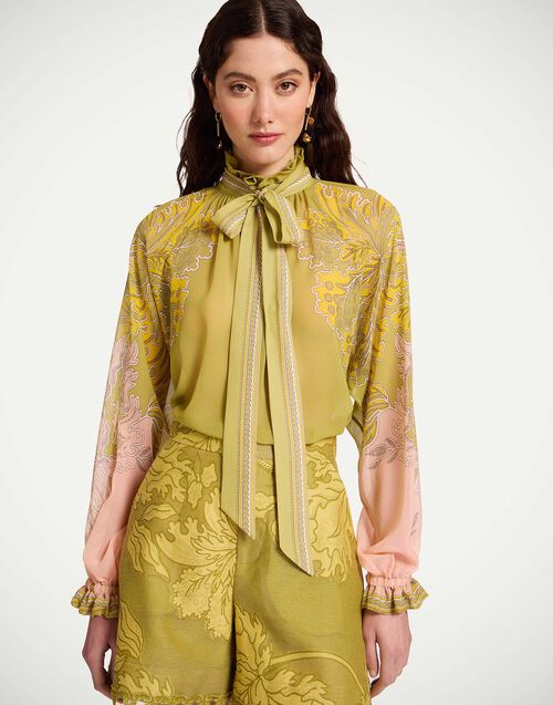 La DoubleJ Cerere Blouse Swathe Plac&eacute;e Green SHI0086SIL014SWA03GR02