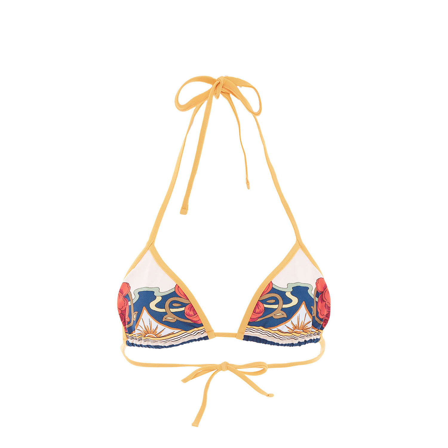 Shop La Doublej Bikini Top (placed) In Foulard Liberty Ivory