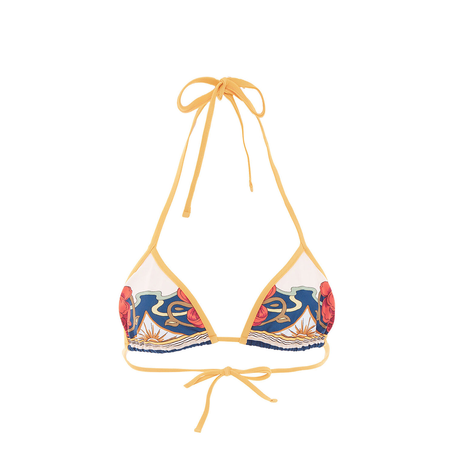 La Doublej Tropical-print Bikini Top In Foulard Liberty Ivory