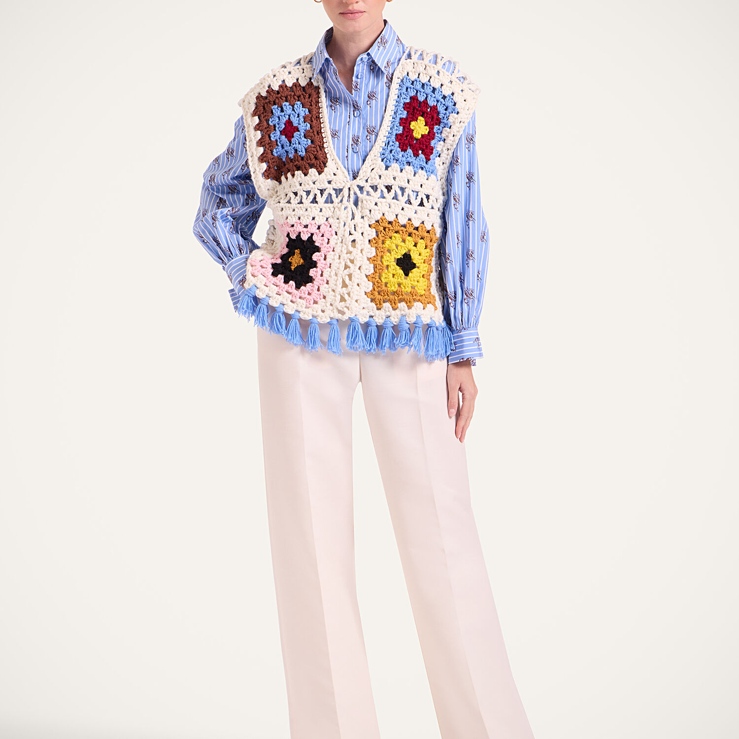 La Doublej Sole Star Crochet Top In Multi