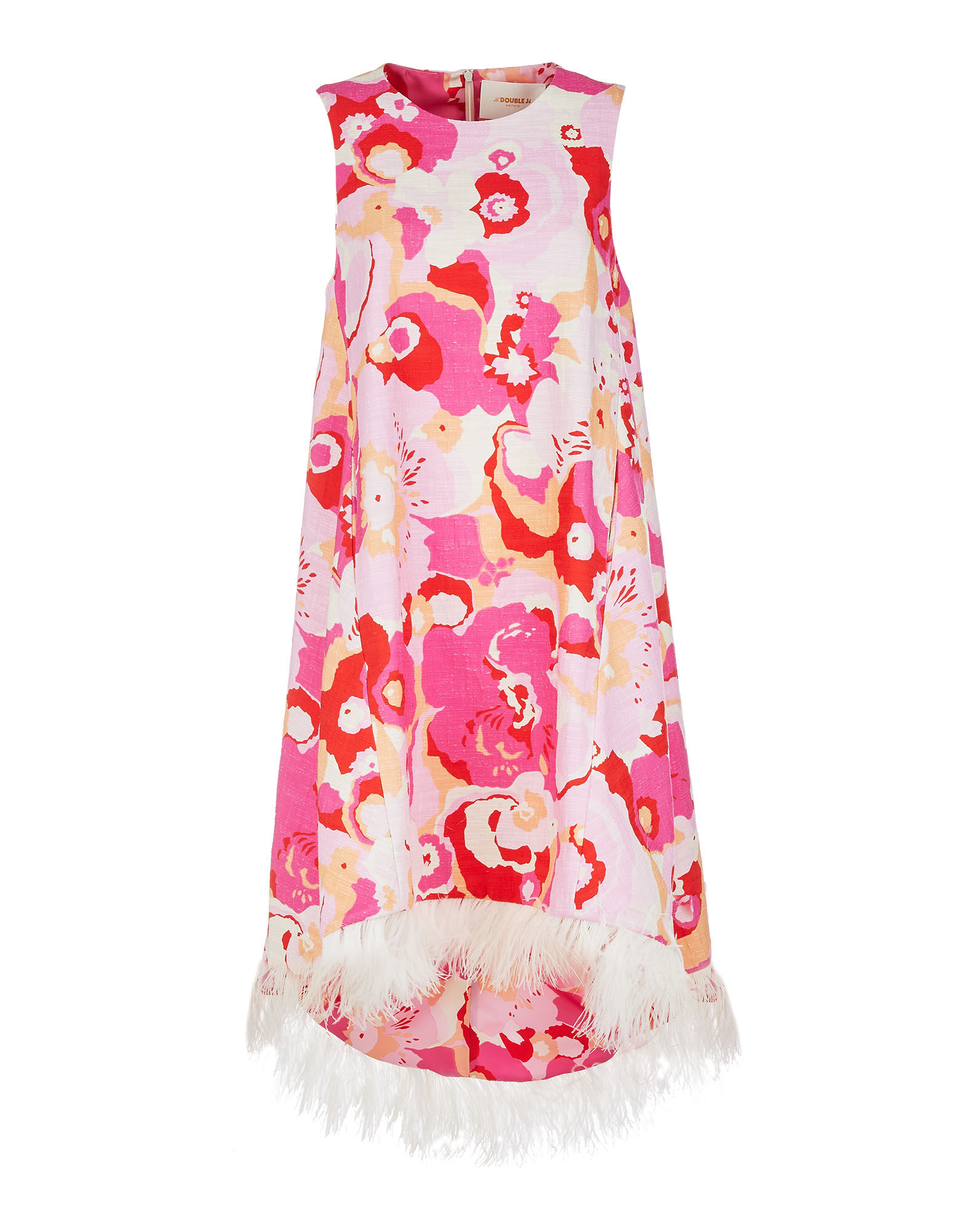 LaDoubleJ La Scala High Dress (With Feathers) Peonia Rosa DRE0211COT005PEO0002