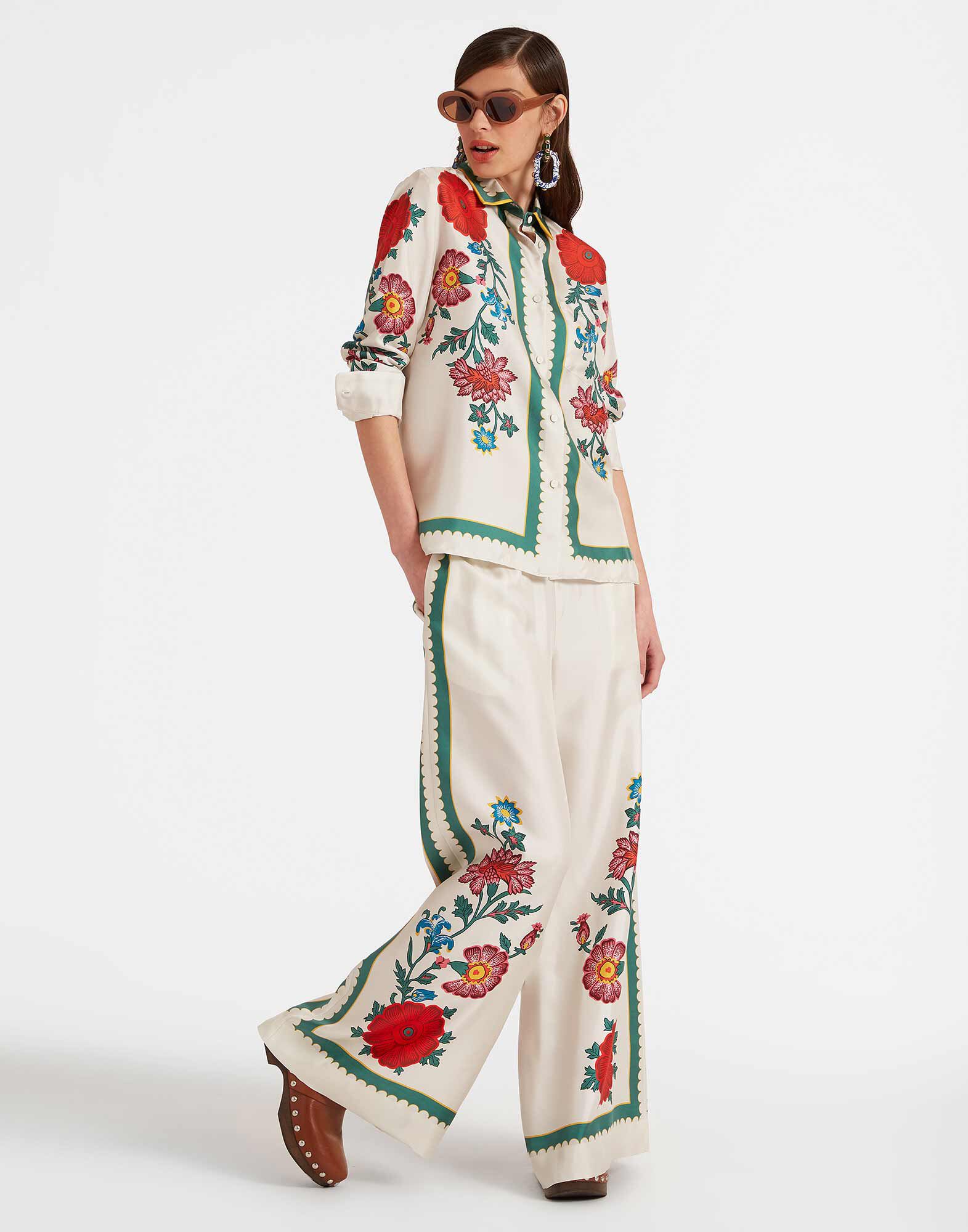 La DoubleJ Palazzo Pants Dragonflower Plac&eacute;e Multicolor TRO0026SIL001DRE05MU01