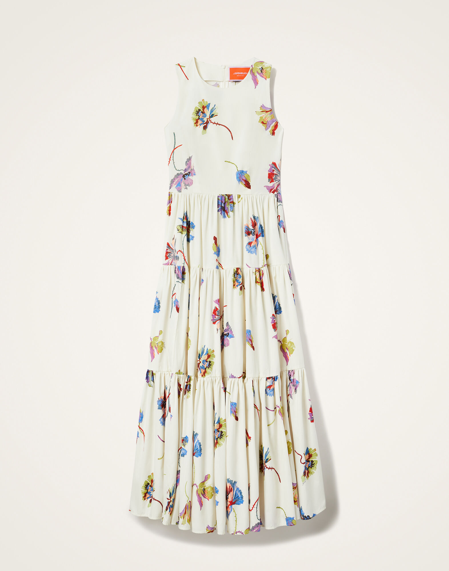 La DoubleJ Sleeveless Big Dress Infiorata White DRE0185COT039INF01WH01