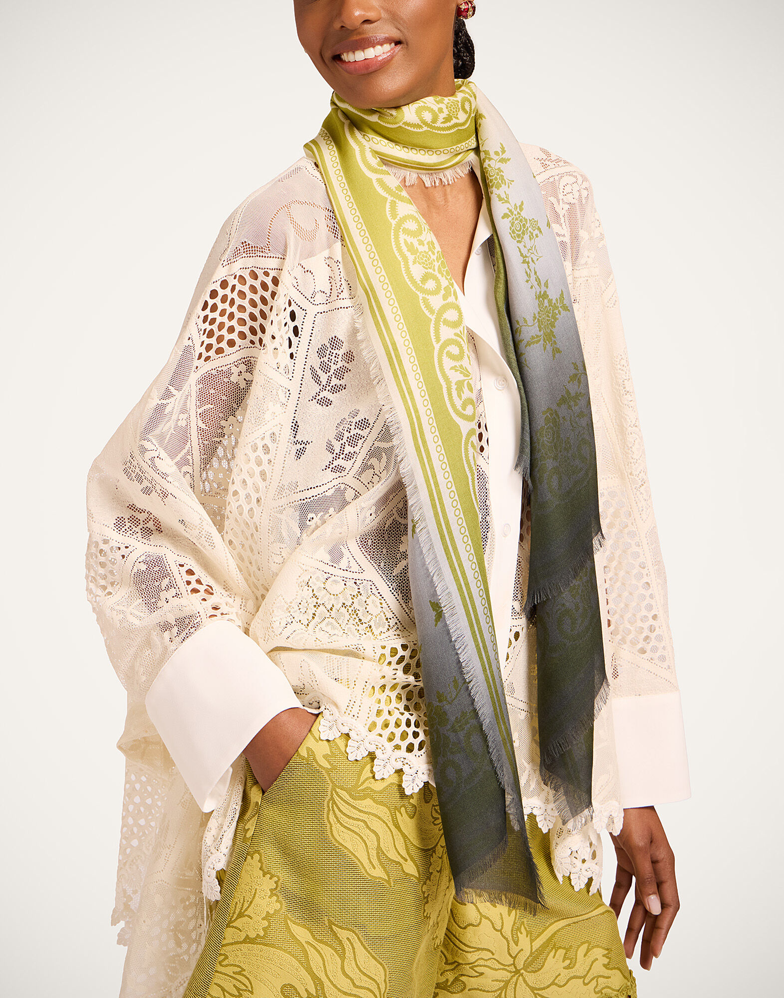La DoubleJ Scarf (70X180) Oasis Plac&eacute;e Green SCA0097MOS001OAS03GR02