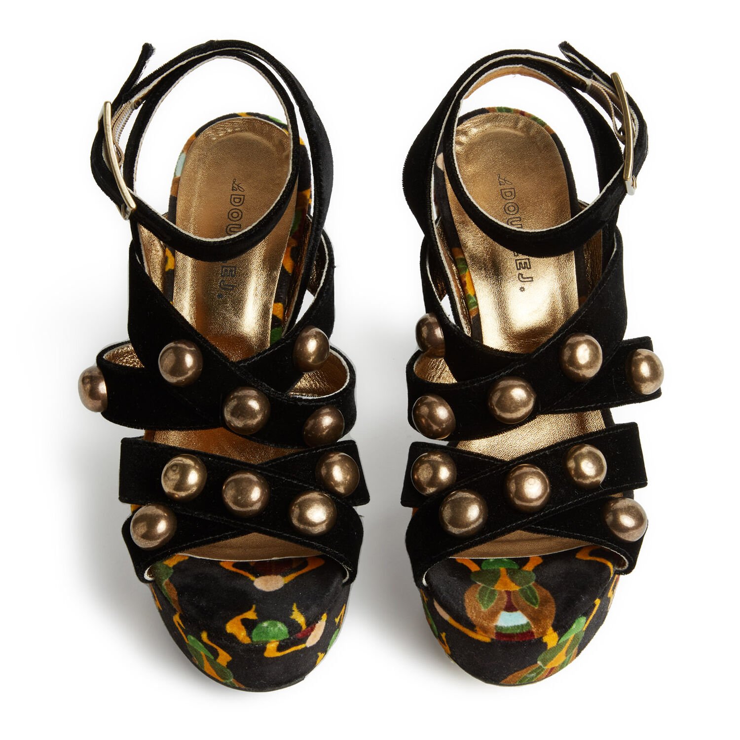 La Doublej Medal Wedge In Black