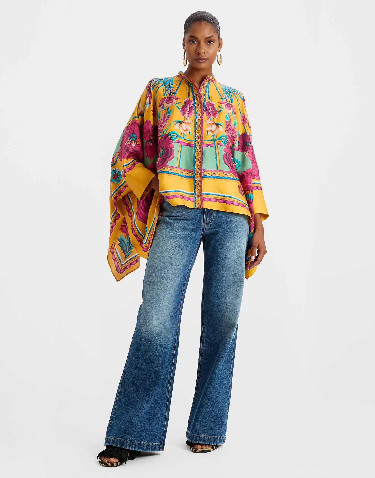 La DoubleJ Foulard Shirt Zodiac Plac&eacute;e Marigold SHI0059SIL006ZOD01OR05