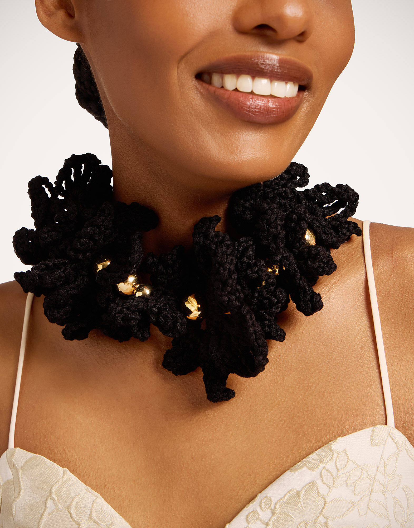 La DoubleJ Bonanza Choker Black Cotton Crochet NEC0062CRH001MUL60BL01
