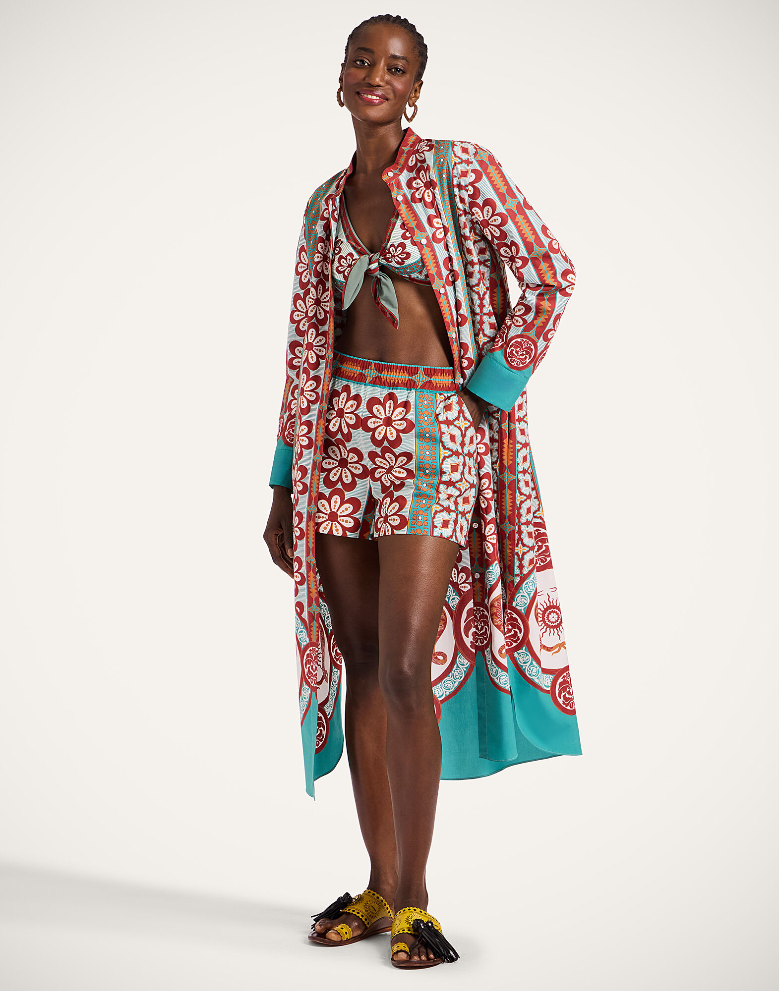 La DoubleJ Sundowner Tunic Pagoda Plac&eacute;e Rust DRE0924COT015PAG01OR04