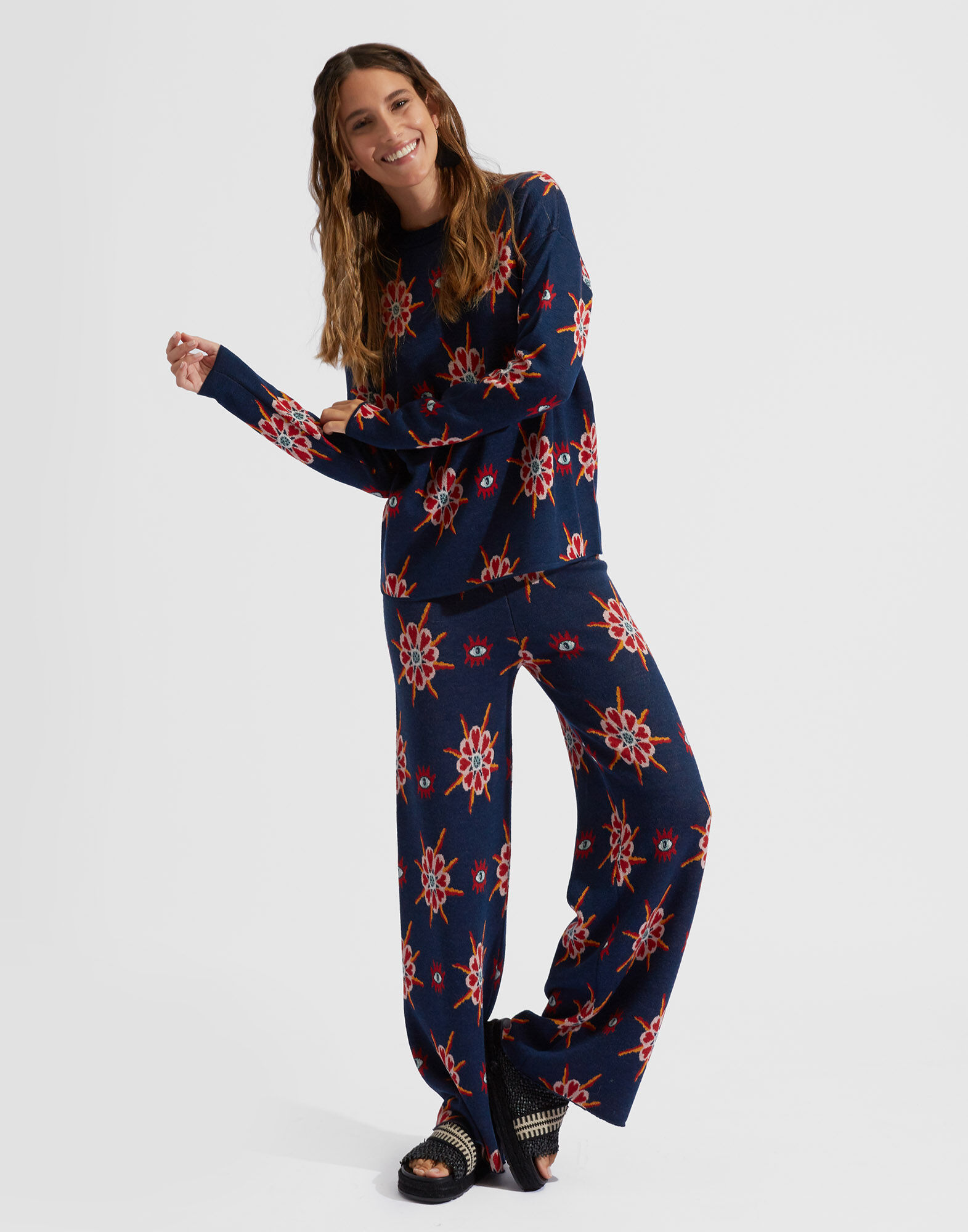 La DoubleJ Jacquard Pants Occhi Jacquard TRO0066KNI050VAR0090