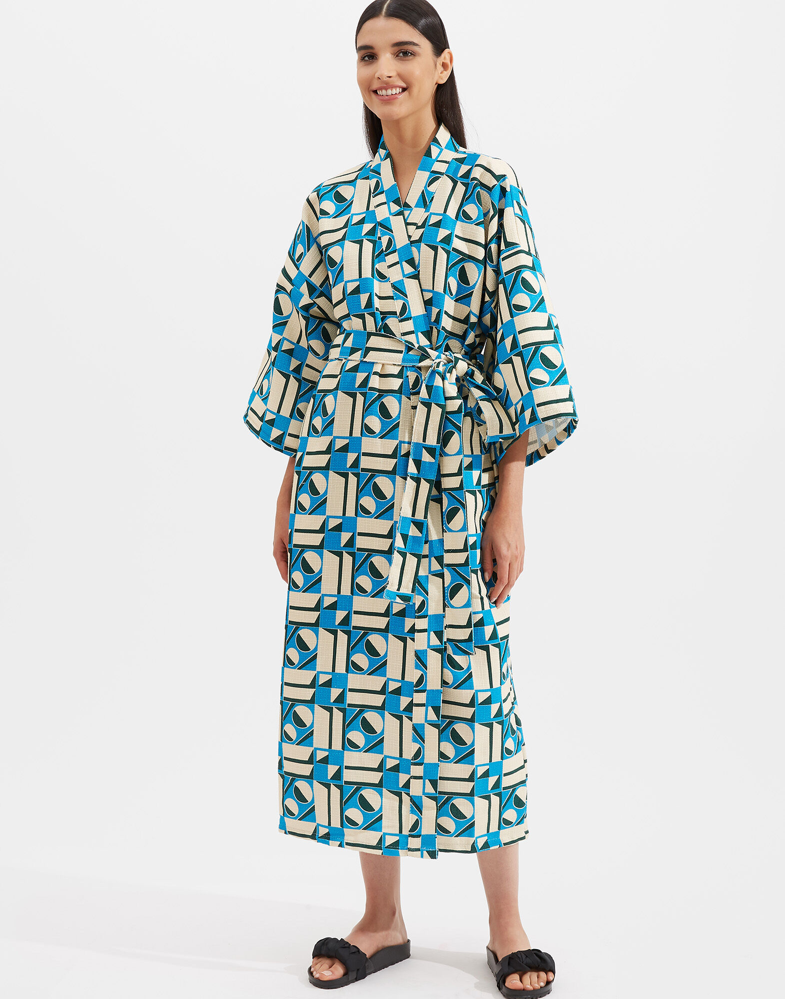 La DoubleJ Unisex Big Robe Geometrico Blu JAC0035COT024GEO0006