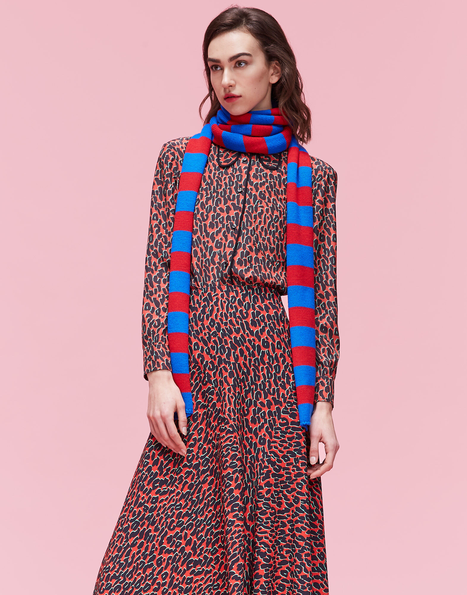 LaDoubleJ Knitted Skinny Scarf Blu/Rosso SCA0013KNI013VAR0020
