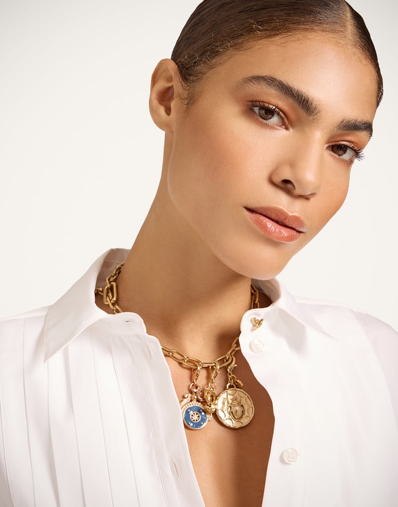 La DoubleJ Medallion Charm La DoubleJ Medallion Charm 24k Gold Plate & Blue Enamel CHM0009BRA003SOLIDBU03