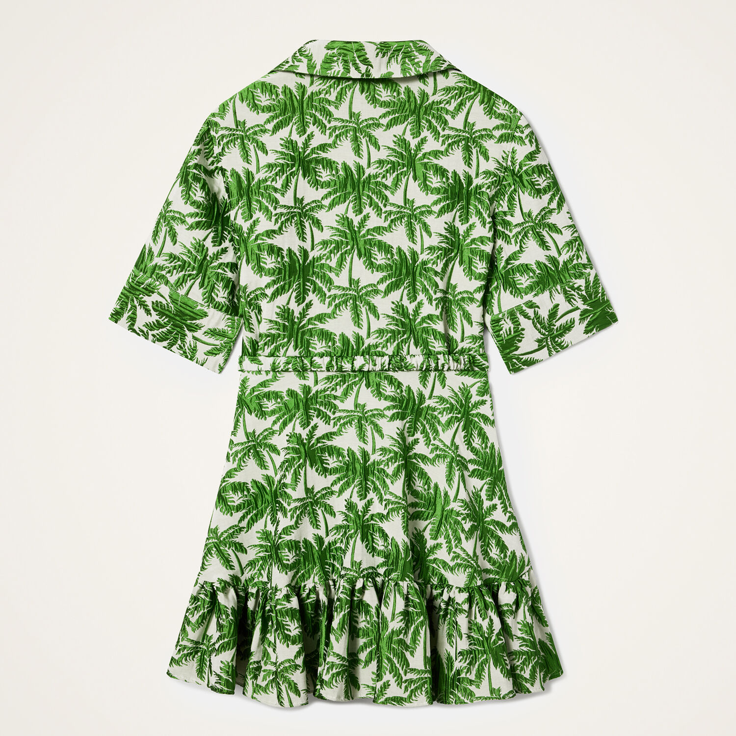 La Doublej San Pietro Palm-print Ruffled Mini Dress