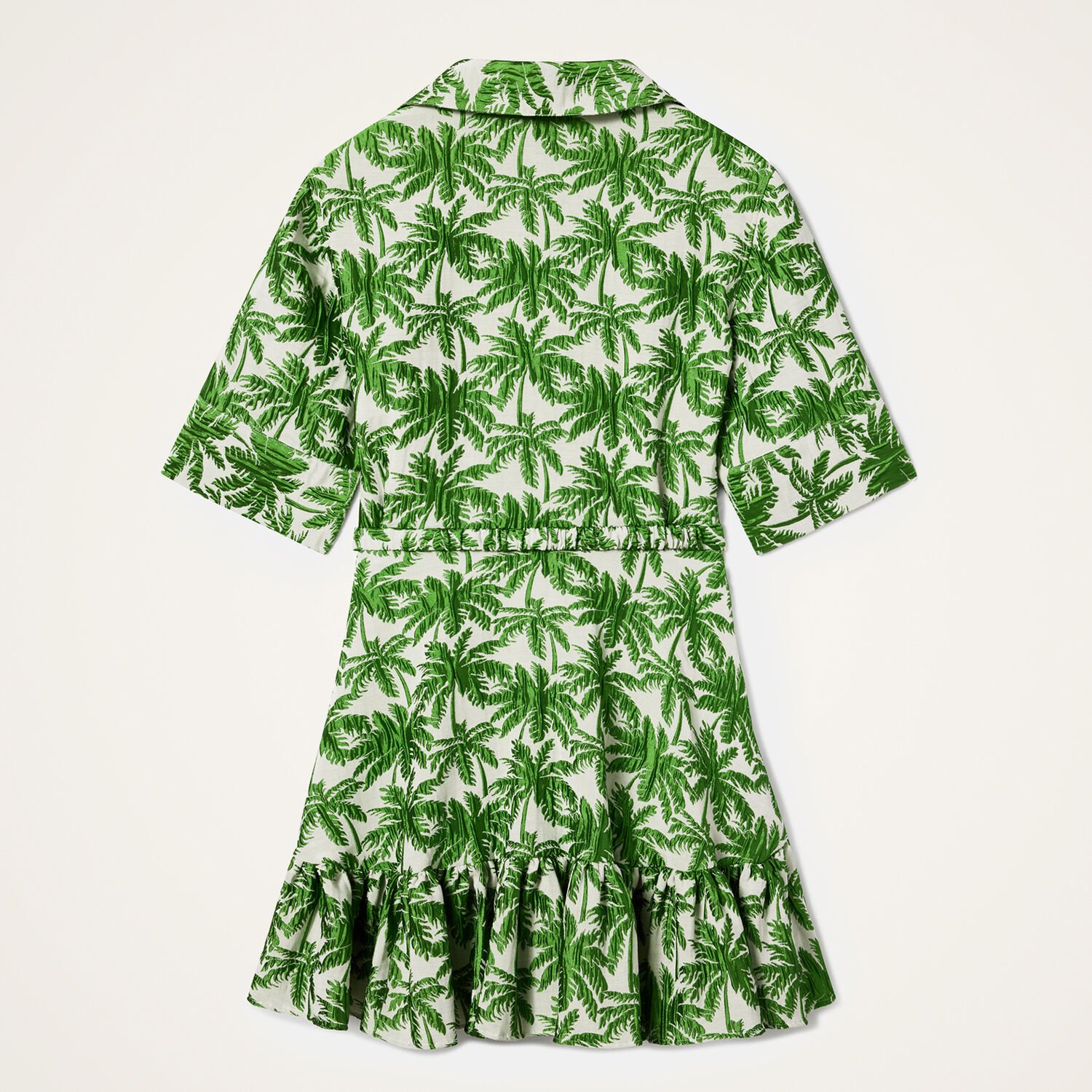 La Doublej San Pietro Palm-print Ruffled Mini Dress