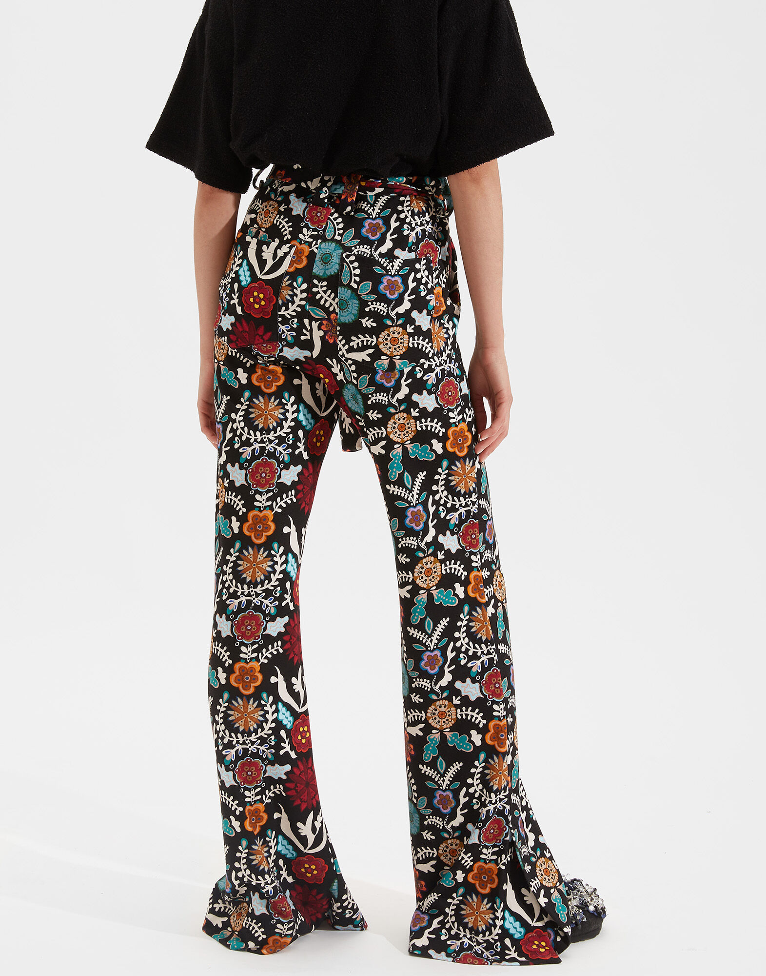 LaDoubleJ Slit Pants Fire Flower TRO0015JER007FIR0001