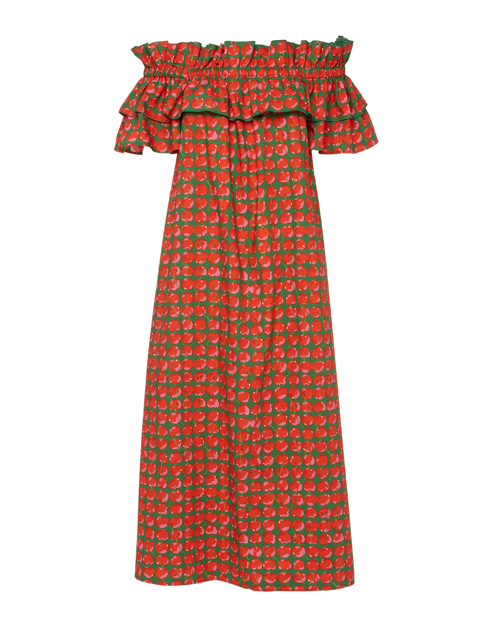 La DoubleJ Breakfast Dress Green Cherries DRE0331COT001CHY0001