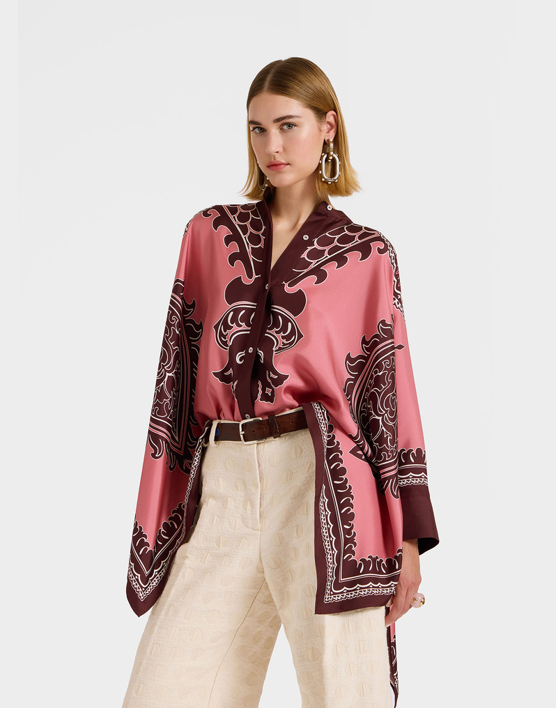 La DoubleJ Foulard Shirt La DoubleJ Foulard Shirt Oltrarno Placée Pink SHI0059SIL006OLT03PI01