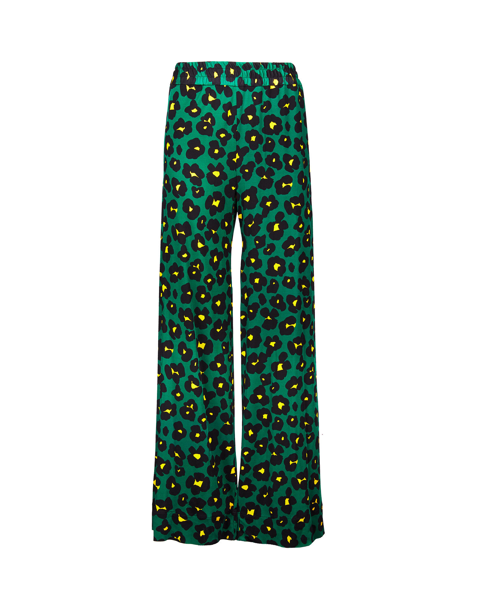 LaDoubleJ Palazzo Pants Flower Leopard Verde TRO0003JER003FLL0002
