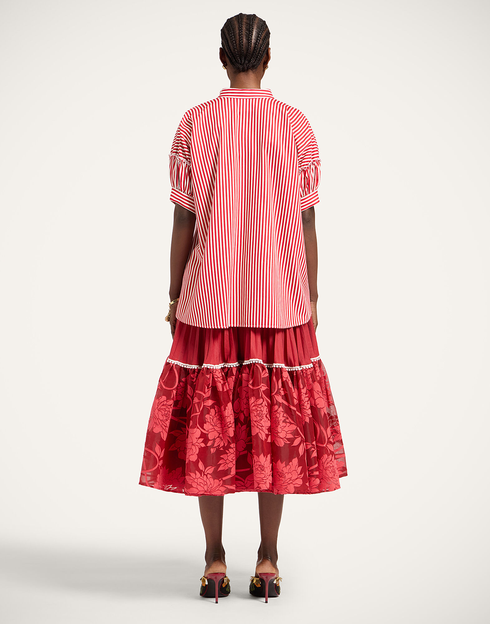 La DoubleJ Countess Skirt Solid Red SKI0188COT092SOLIDRE01