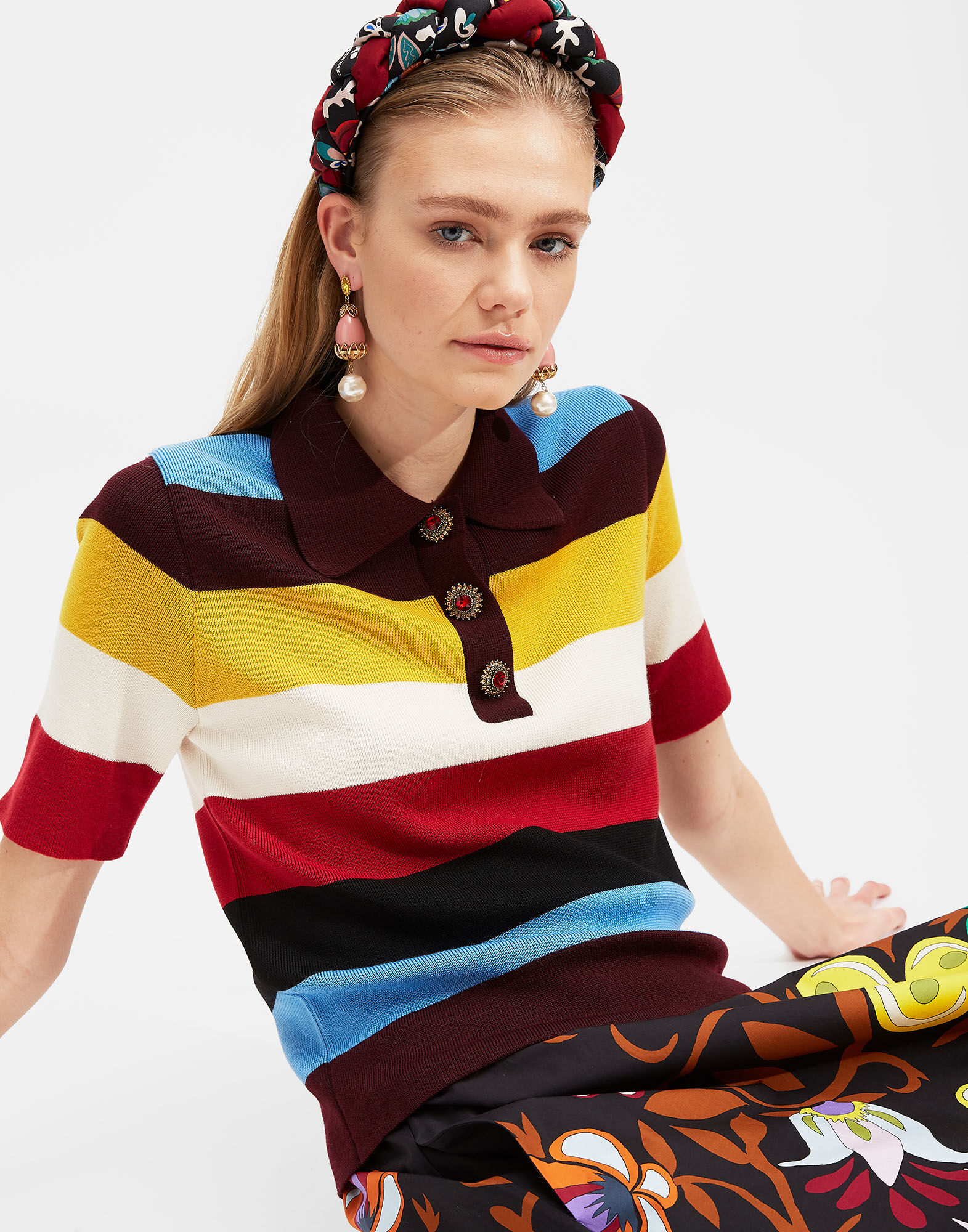 LaDoubleJ Polo Shirt Azzurro Mix PUL0060KNI025VAR0049