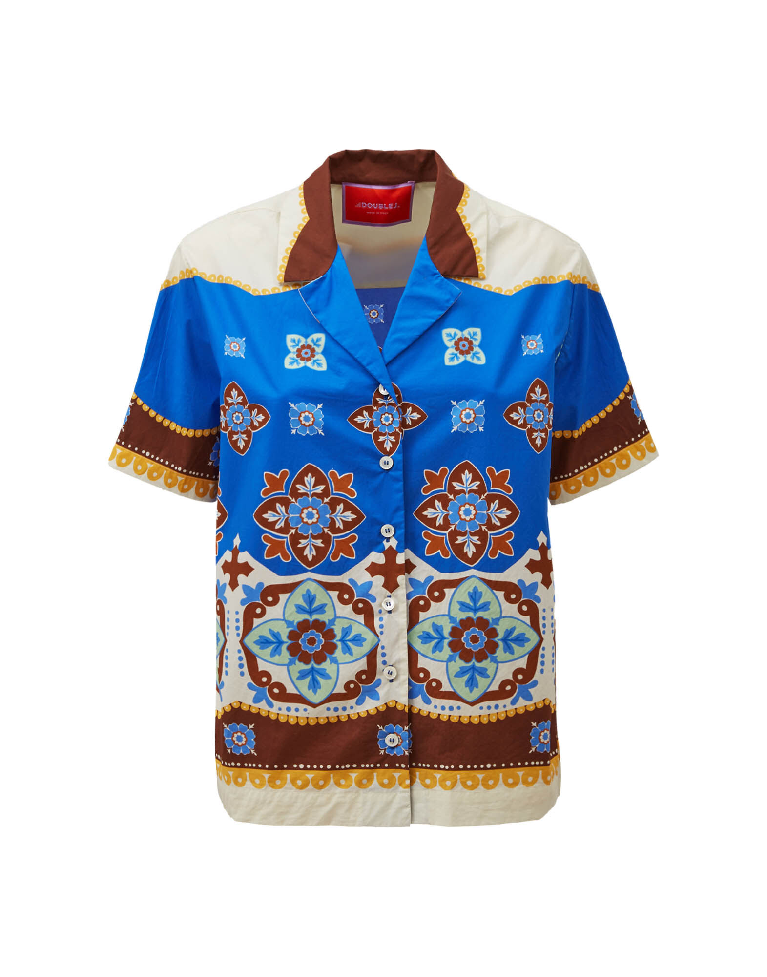 La DoubleJ Cortile Shirt Tiles Degrade Plac&eacute;e Blue SHI0074COT015TIL01BU03