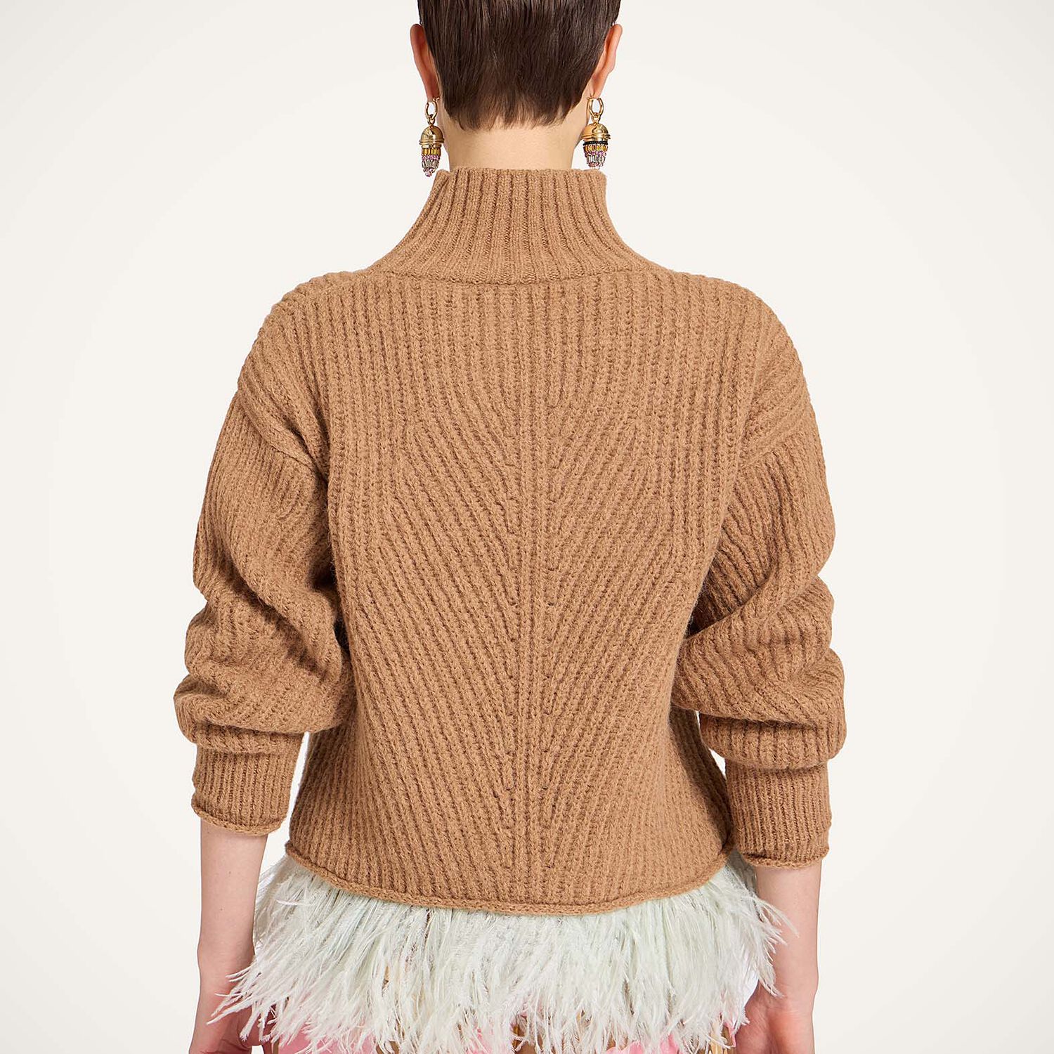  La Doublej Knitwear Women - High Kick Sweater Solid Camel L 66%baby Alpaca 22%polyammide 10%wool Merino Fine 2%ostrich Feathers 